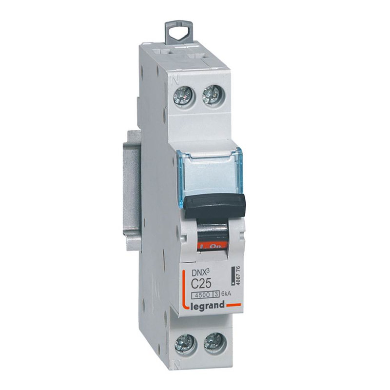 Legrand 406776 - Disjoncteur DNX³ 4500 - vis/vis - U+N 230V~ 25A - 4,5kA - courbe C - 1 module