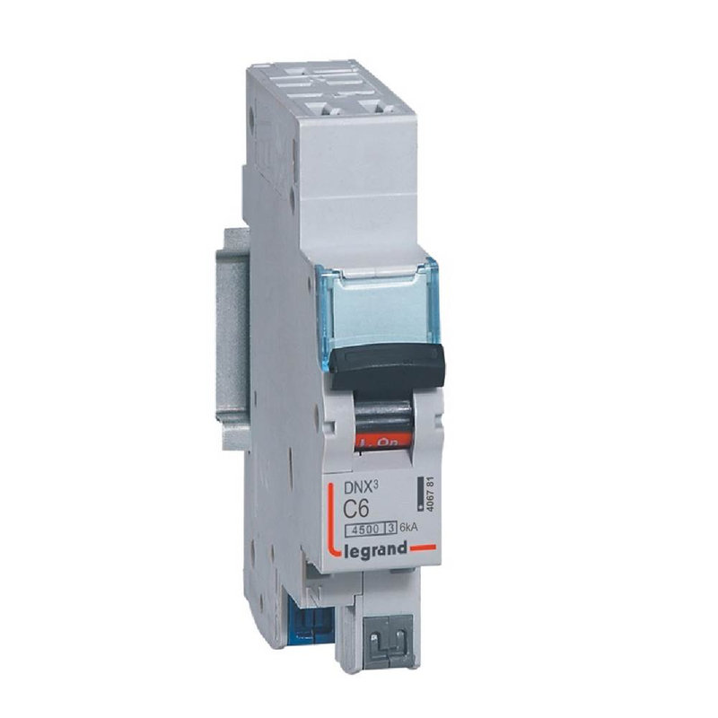 Legrand 406781 - Disjoncteur DNX³ 4500 - auto/auto - U+N 230V~ 6A - 4,5kA - courbe C - 1 module