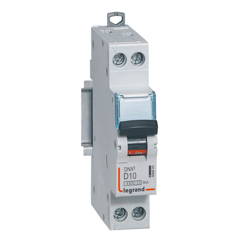 Legrand 406801 - Disjoncteur DNX³ 4500 - vis/vis - U+N 230V~ 10A - 4,5kA - courbe D - 1 module