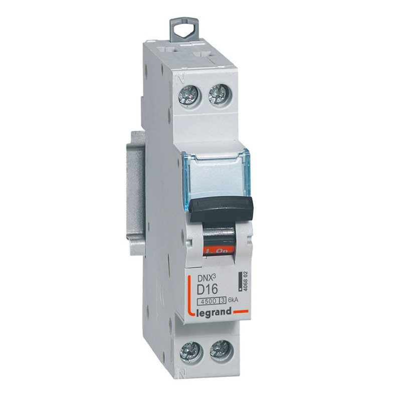 Legrand 406802 - Disjoncteur DNX³ 4500 - vis/vis - U+N 230V~ 16A - 4,5kA - courbe D - 1 module