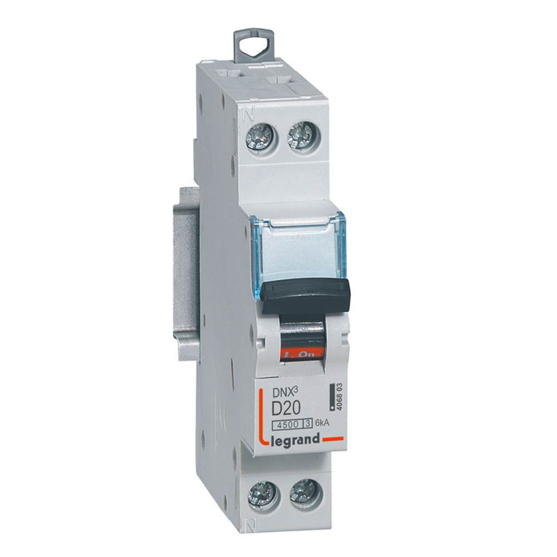 Legrand 406803 - Disjoncteur DNX³ 4500 - vis/vis - U+N 230V~ 20A - 4,5kA - courbe D - 1 module