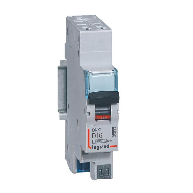 Legrand 406809 - Disjoncteur DNX³ 4500 - auto/auto - U+N 230V~ 16A - 4,5kA - courbe D - 1 module