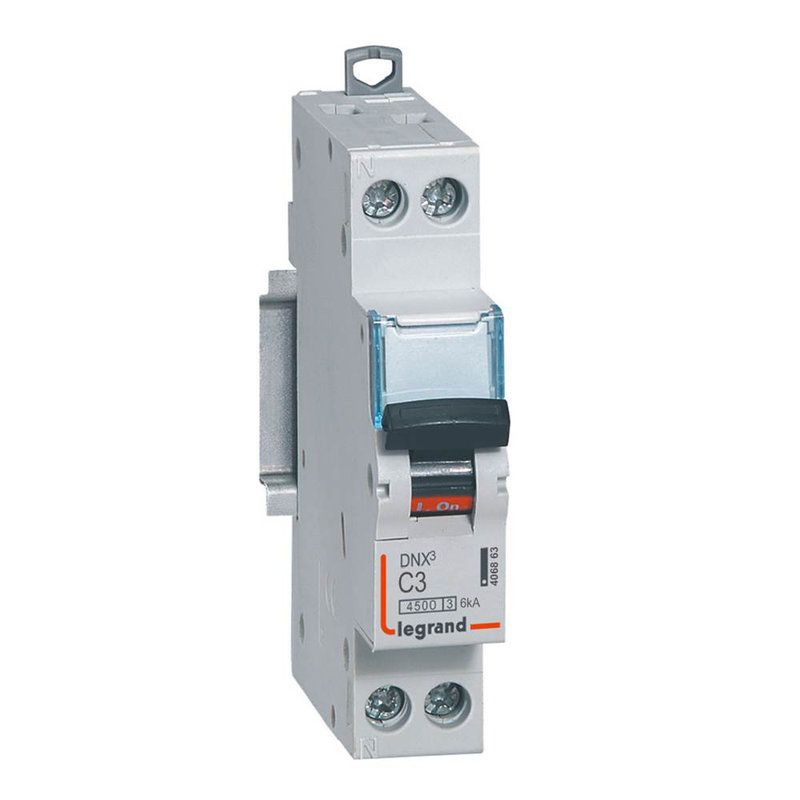 Legrand 406863 - Disjoncteur DNX³ 4500 - vis/vis - U+N 230V~ 3A - 6kA - courbe C - 1 module