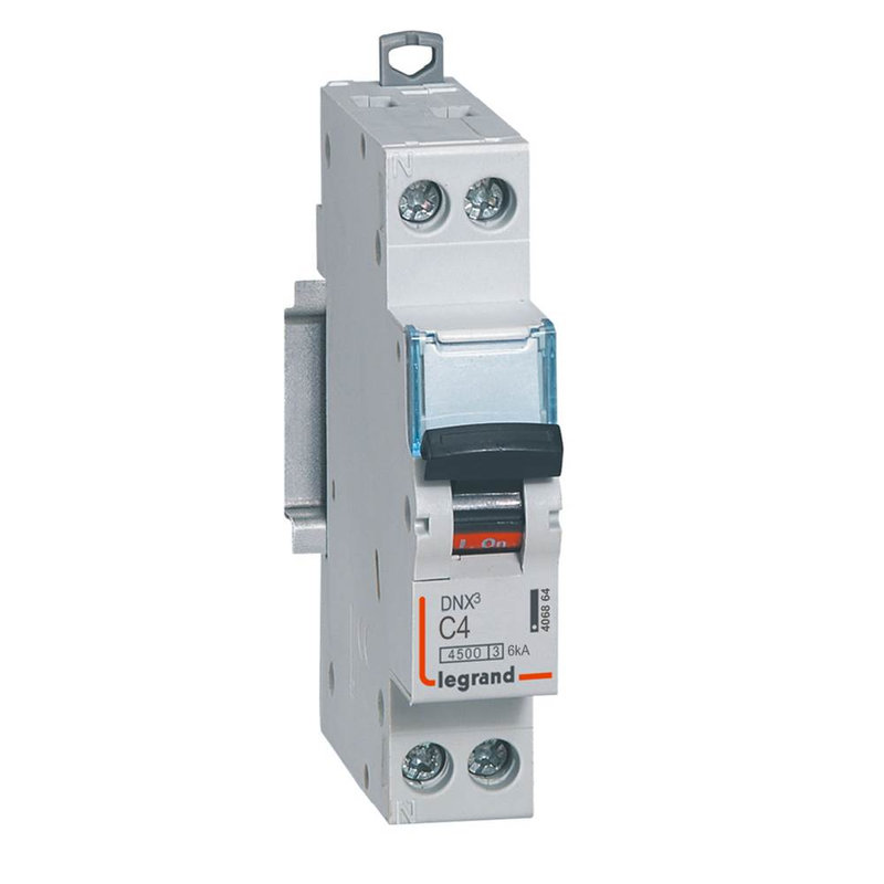 Legrand 406864 - Disjoncteur DNX³ 4500 - vis/vis - U+N 230V~ 4A - 6kA - courbe C - 1 module