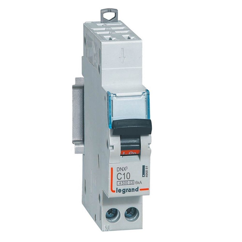 Legrand 406881 - Disjoncteur DNX³ 4500 - auto/vis - U+N 230V~ 10A - 6kA - courbe C - 1 module