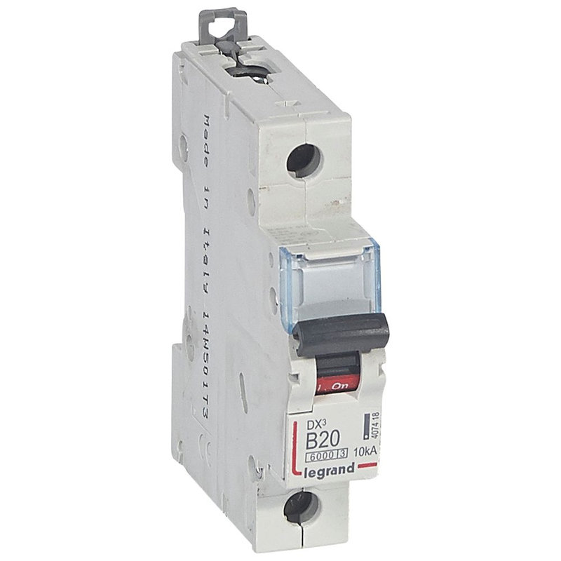 Legrand 407418 - Disj. DX³6000 10kA arrivée haute/départ bas à vis 20A -courbe B -1 module
