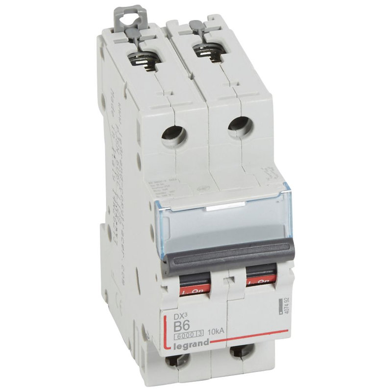 Legrand 407492 - Disj. DX³ 6000kA 10kA arrivée haute/départ bas à vis 6A -courbe B -2 modules