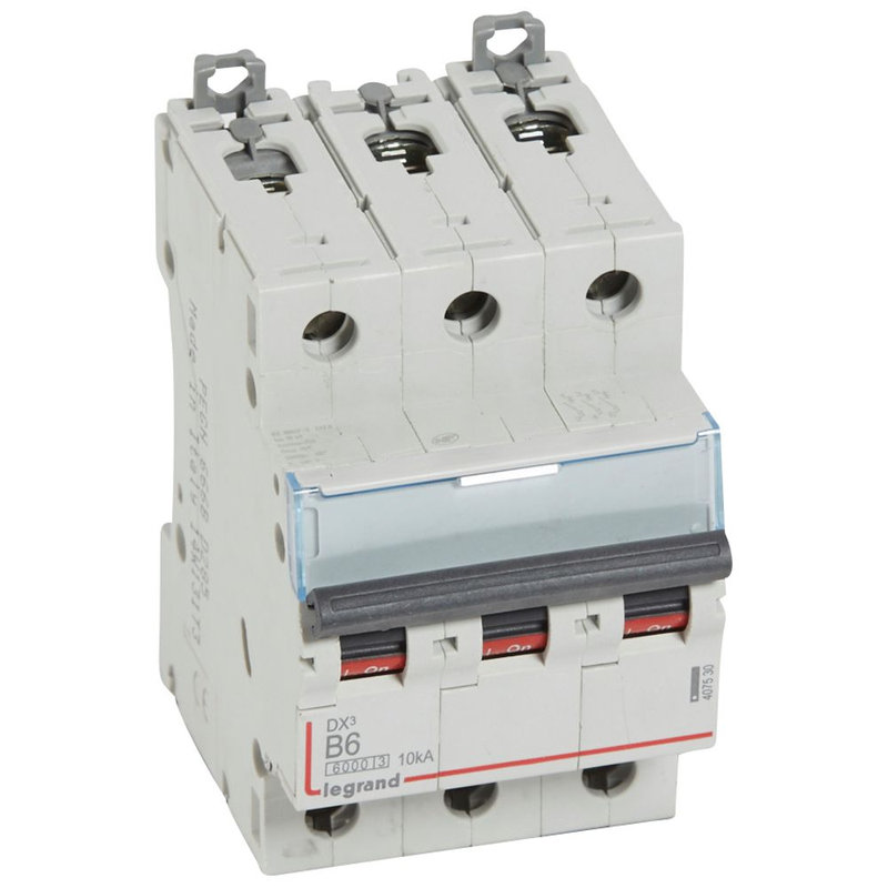 Legrand 407530 - disj. DX³ 6000kA 10kA arrivée haute/départ bas à vis 6A -courbe B -3 modules
