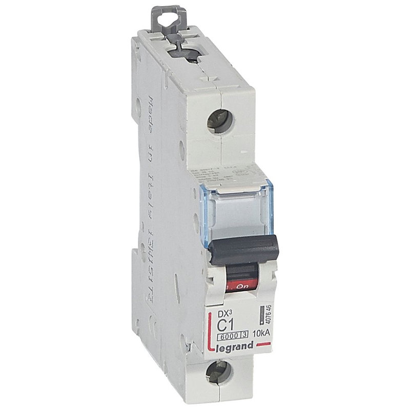 Legrand 407646 - Disjoncteur DX³6000 10kA arrivée haute/départ bas vis 1P 1A courbe C - 1 mod