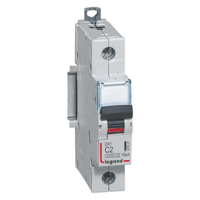 Legrand 407647 - Disjoncteur DX³6000 10kA arrivée haute/départ bas vis 1P 2A courbe C - 1 mod