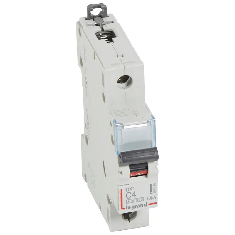 Legrand 407649 - Disjoncteur DX³6000 10kA arrivée haute/départ bas vis 1P 4A courbe C - 1 mod