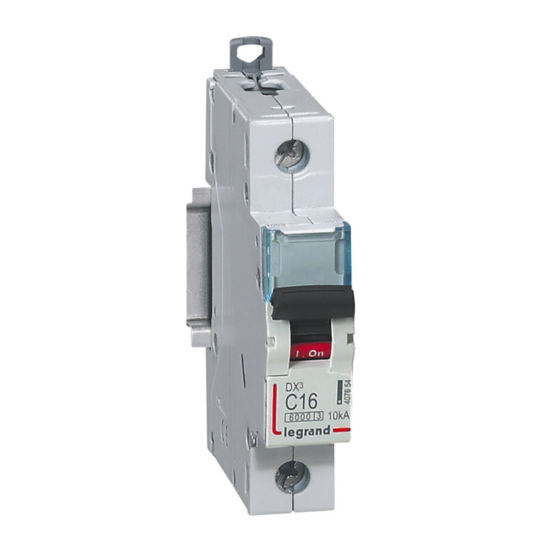 Legrand 407654 - Disjoncteur DX³6000 10kA arrivée haut/départ bas vis 1P 16A courbe C - 1 module