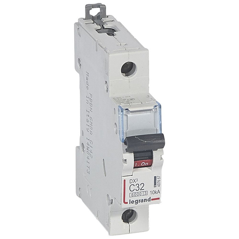 Legrand 407657 - Disj. DX³ 6000kA 10kA arrivée haute/départ bas à vis 32A -courbe C -1 module