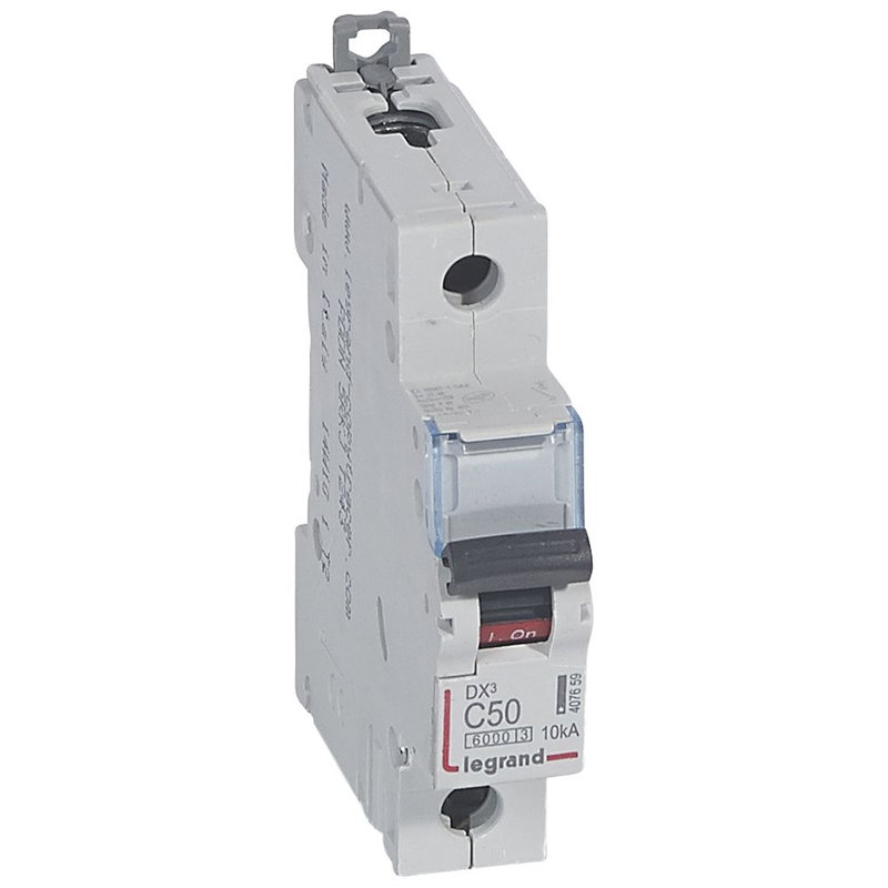 Legrand 407659 - Disj. DX³ 6000kA 10kA arrivée haute/départ bas à vis 50A -courbe C -1 module