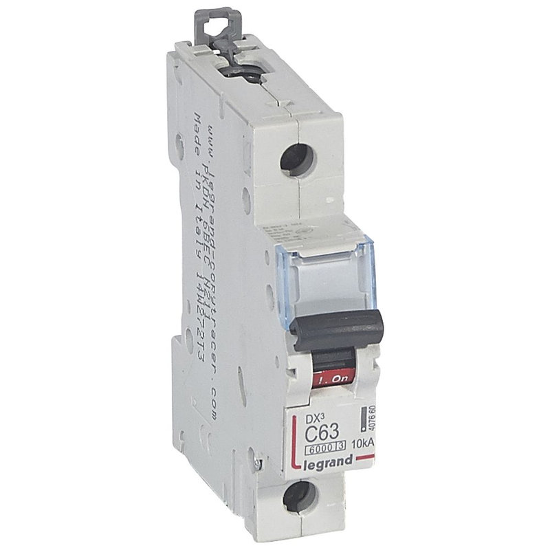 Legrand 407660 - Disj. DX³ 6000kA 10kA arrivée haute/départ bas à vis 63A -courbe C -1 module