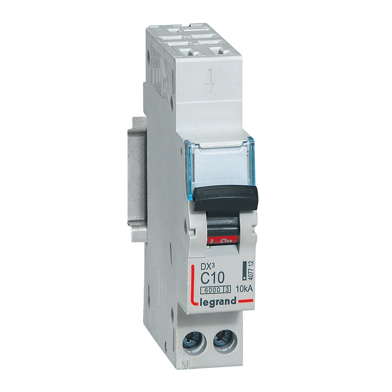 Legrand 407712 - Disjoncteur DX³ 6000 - auto/vis - U+N - 230V~ - 10A - 10 kA - courbe C - 1M