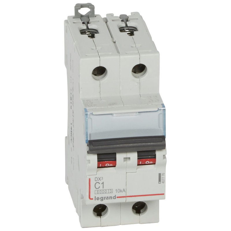 Legrand 407776 - Disj. DX³ 6000kA 10kA arrivée haute/départ bas à vis 1A -courbe C -2 modules