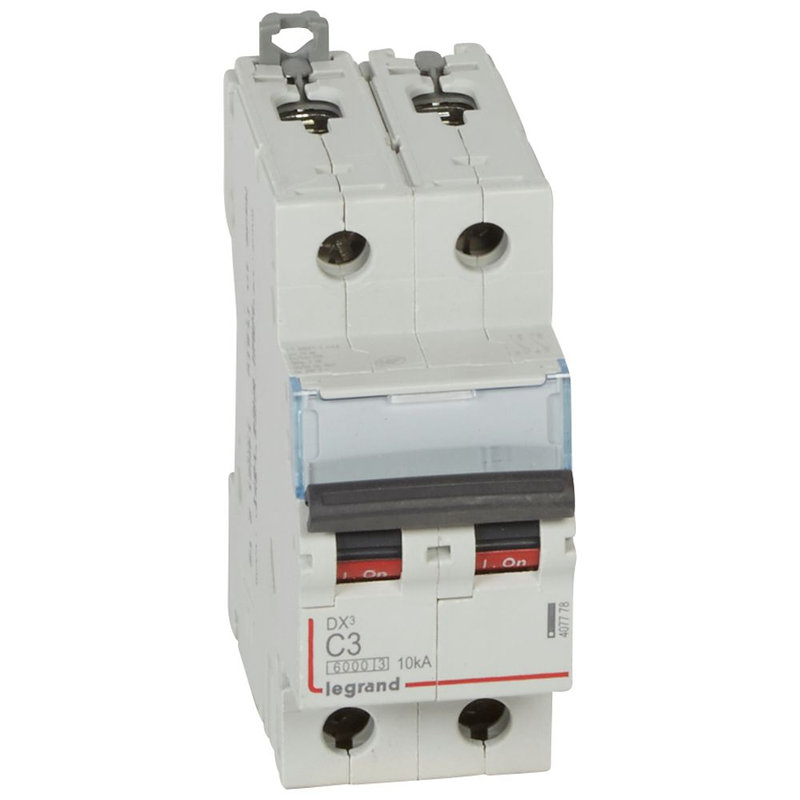 Legrand 407778 - Disj. DX³ 6000kA 10kA arrivée haute/départ bas à vis 3A -courbe C -2 modules