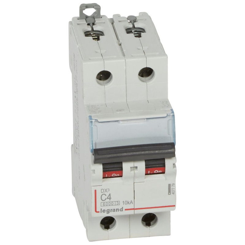 Legrand 407779 - Disj. DX³ 6000kA 10kA arrivée haute/départ bas à vis 4A -courbe C -2 modules