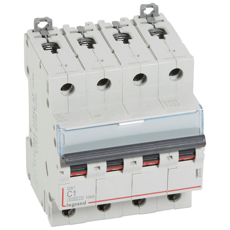 Legrand 407890 - Disjoncteur DX³ 6000 -vis/vis- 4P- 400V~-1A-10kA-courbeC-peigne HX³ trad 4P - 4M