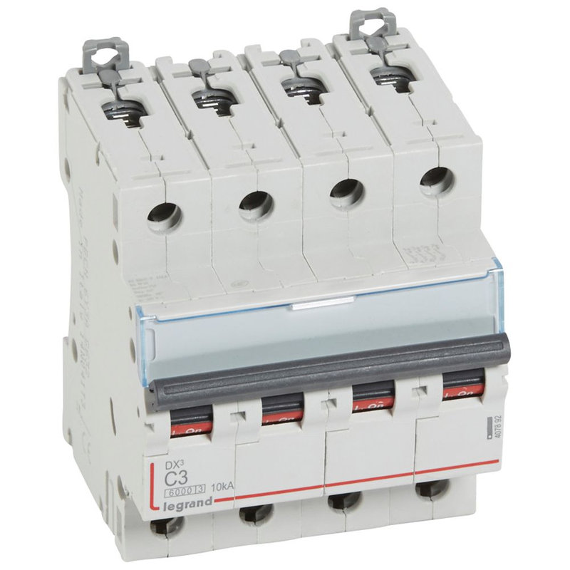 Legrand 407892 - Disjoncteur DX³ 6000 -vis/vis- 4P- 400V~-3A-10kA-courbeC-peigne HX³ trad 4P - 4M