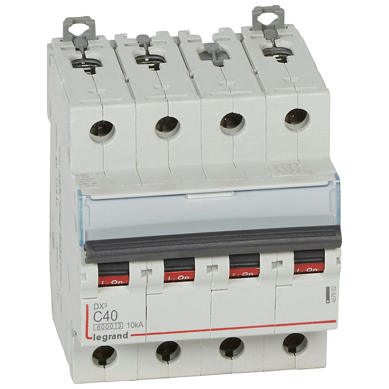 Legrand 407902 - Disjoncteur DX³ 6000 -vis/vis- 4P- 400V~-40A-courbeC-peigne HX³ trad 4P - 4M