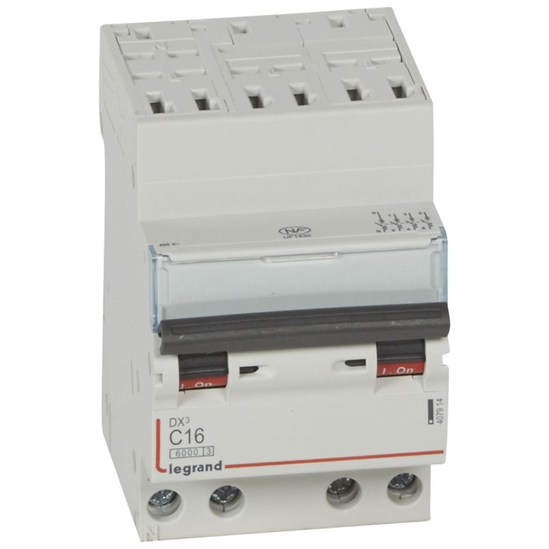 Legrand 407914 - Disjoncteur DX³ 6000 -auto/vis- 4P- 400V~-16A-courbeC-peigne HX³ opti 4P -3M