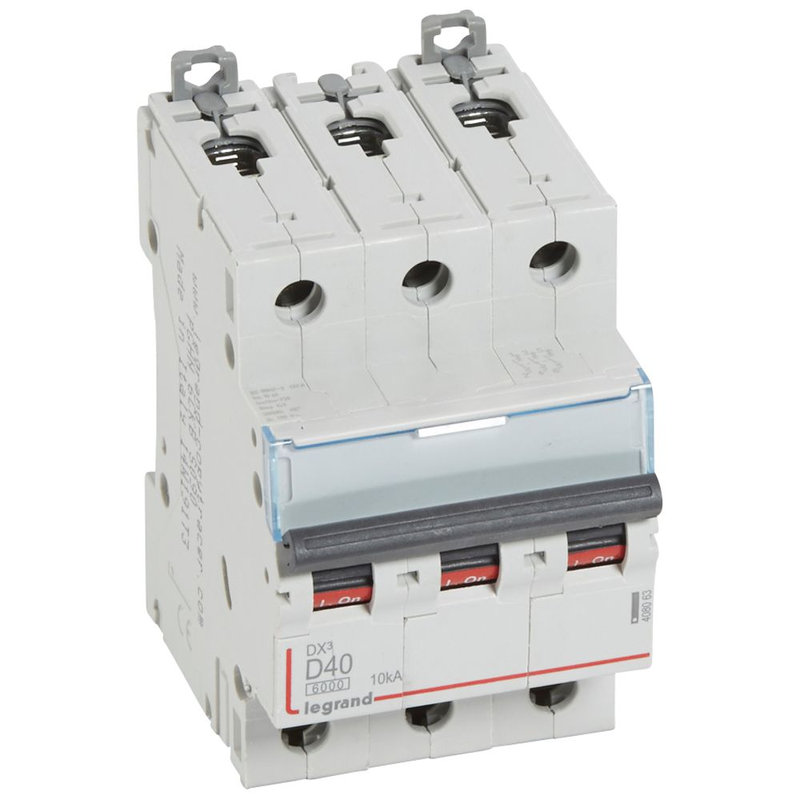 Legrand 408063 - Disjoncteur DX³ 6000-vis/vis-3P-400V~-40A-10kA-courbe D-peigne HX³ trad 3P-3M