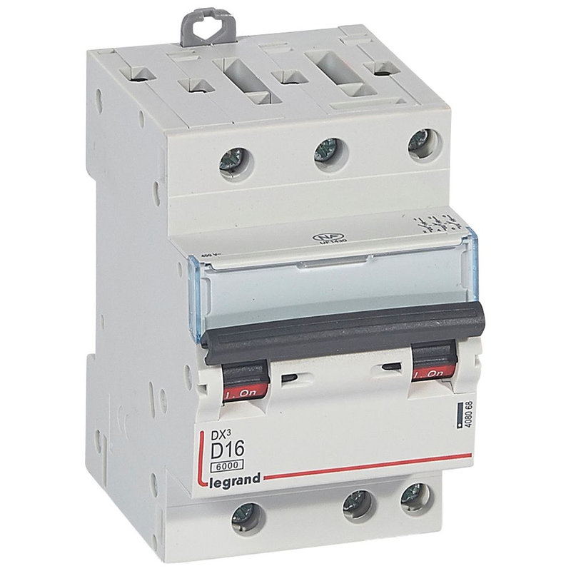 Legrand 408068 - Disjoncteur DX³ 6000-vis/vis-3P-400V~-16A-10kA-courbe D-peigne HX³ opti 4P -3M