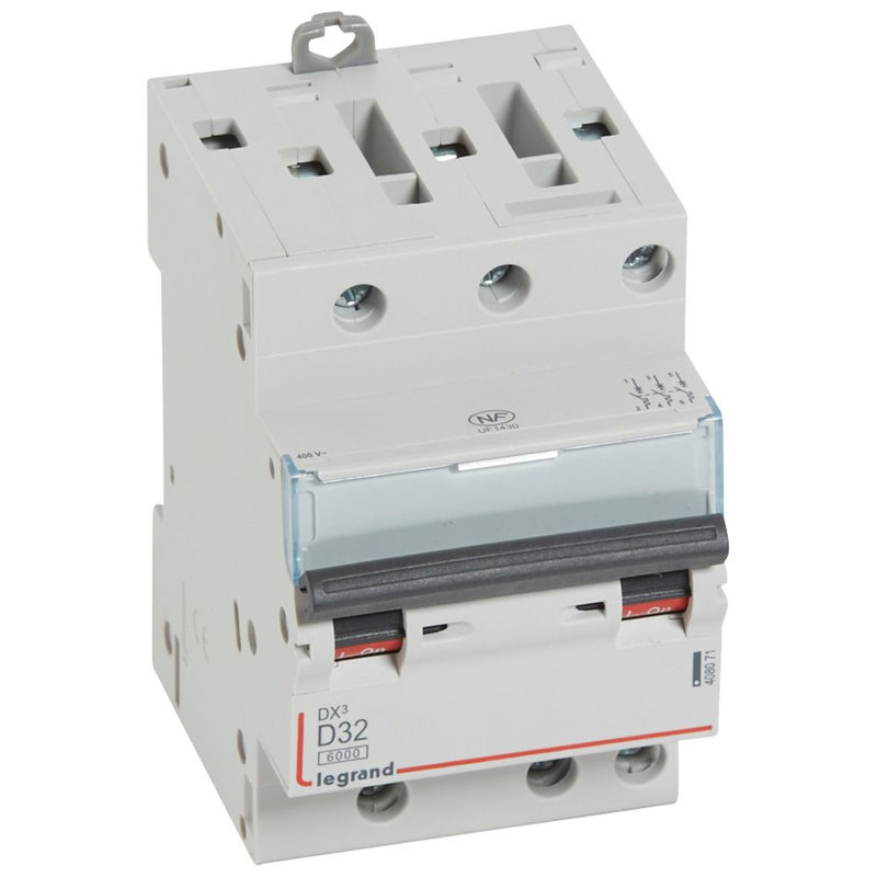 Legrand 408071 - Disjoncteur DX³ 6000-vis/vis-3P-400V~-32A-10kA-courbe D-peigne HX³ opti 4P -3M