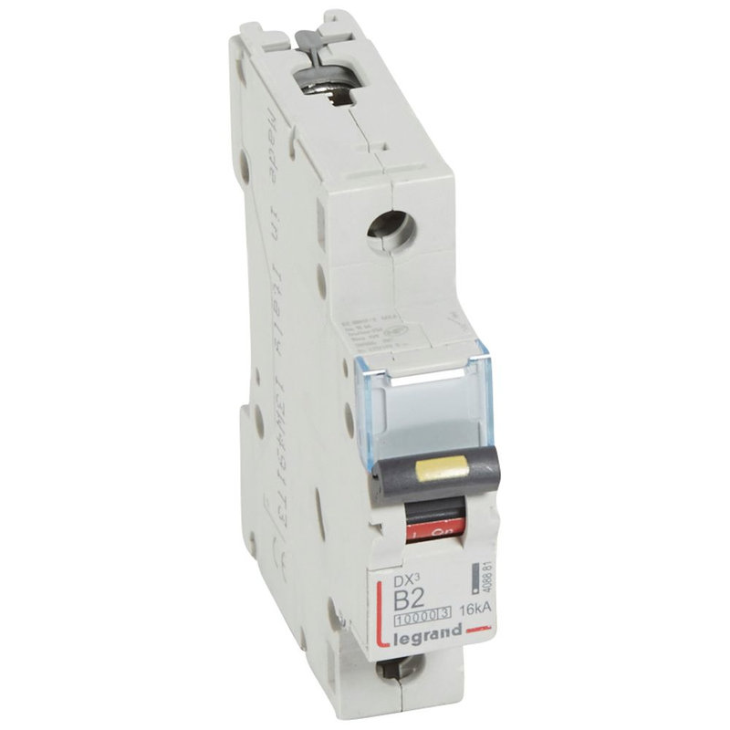 Legrand 408881 - Disjoncteur DX³10000 16kA arrivée haute/départ bas vis 1P 2A courbe B - 1 mod
