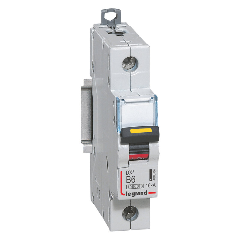 Legrand 408884 - Disjoncteur DX³10000 16kA arrivée haute/départ bas vis 1P 6A courbe B - 1 mod