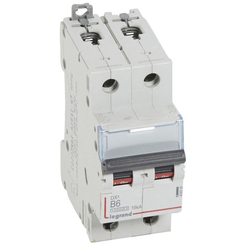 Legrand 408956 - Disj. DX³ 1000kA 16kA arrivée haute/départ bas à vis 6A -courbe B -2 modules