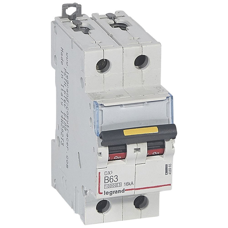 Legrand 408965 - Disj. DX³ 1000kA 16kA arrivée haute/départ bas à vis 63A -courbe B -2 modules