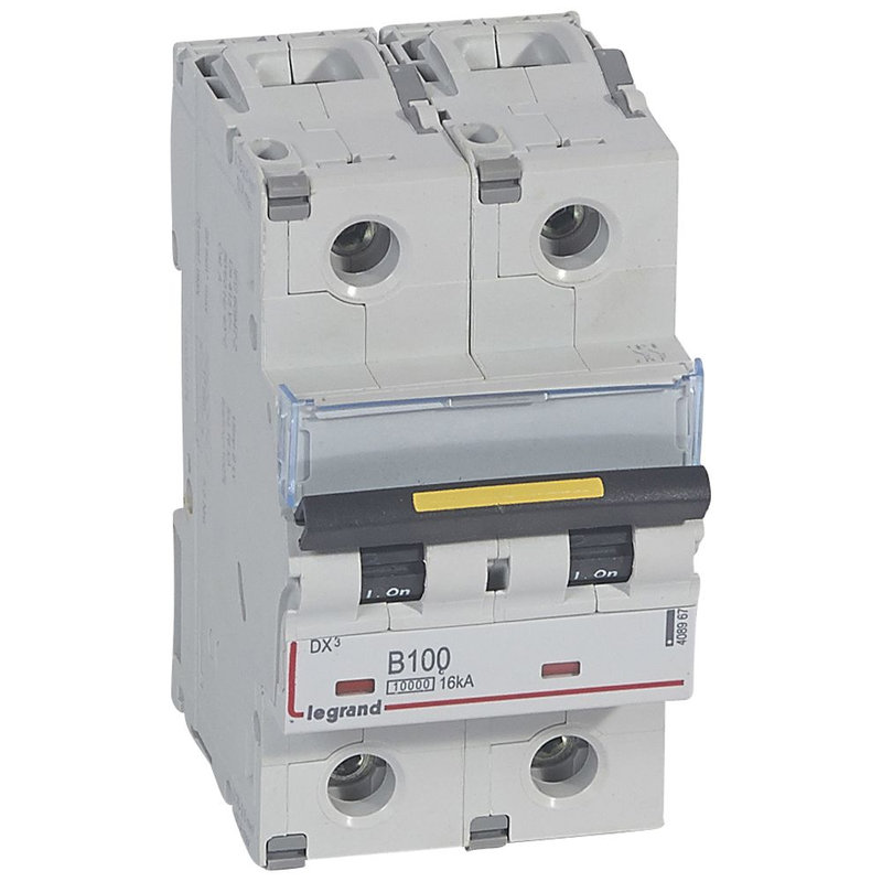 Legrand 408967 - Disjoncteur DX³ 10000 - vis/vis - 2P - 230/400V~ - 100A - 16kA - courbe B - 3M