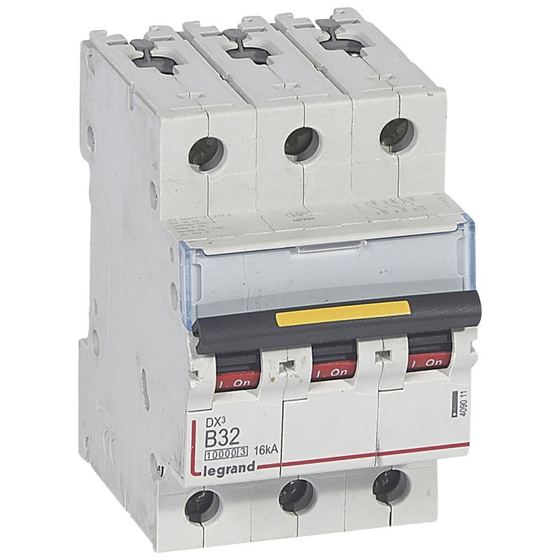 Legrand 409011 - Disjoncteur DX³10000 16kA arrivée haute/départ bas vis 3P 32A courbe B - 3 mod