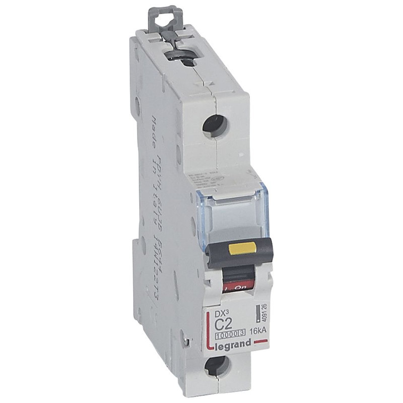 Legrand 409126 - Disjoncteur DX³10000 16kA arrivée haute/départ bas vis 1P 2A courbe C - 1 mod
