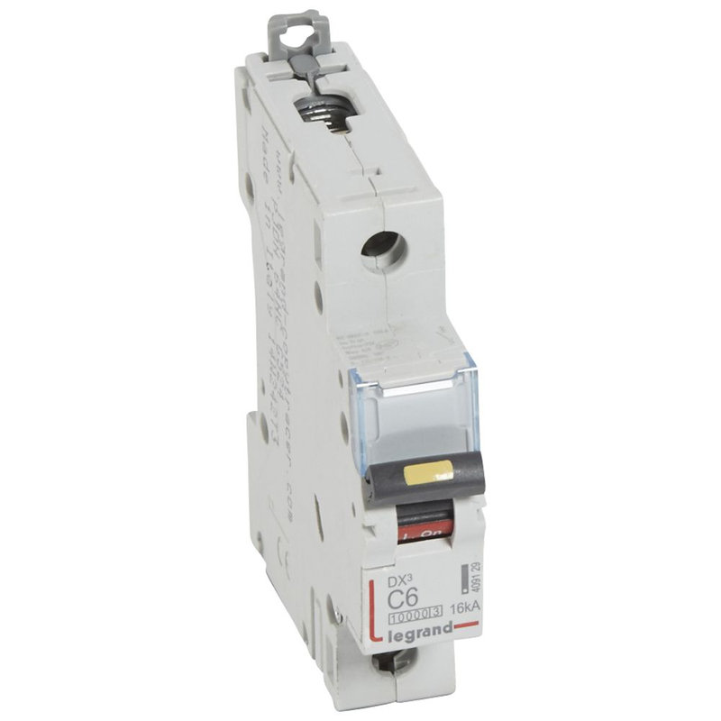 Legrand 409129 - Disjoncteur DX³10000 16kA arrivée haute/départ bas vis 1P 6A courbe C - 1 mod