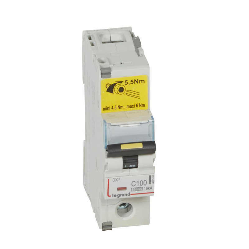 Legrand 409141 - Disjoncteur DX³ 10000 - vis/vis - 1P - 230/400V~ - 100A - 16kA - courbe C - 1,5M