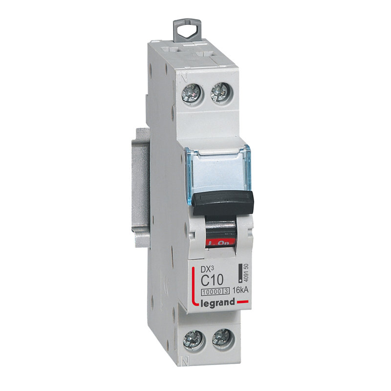 Legrand 409150 - Disjoncteur DX³10000 16kA arrivée haute/départ bas vis U+N 10A courbe C - 1 mod