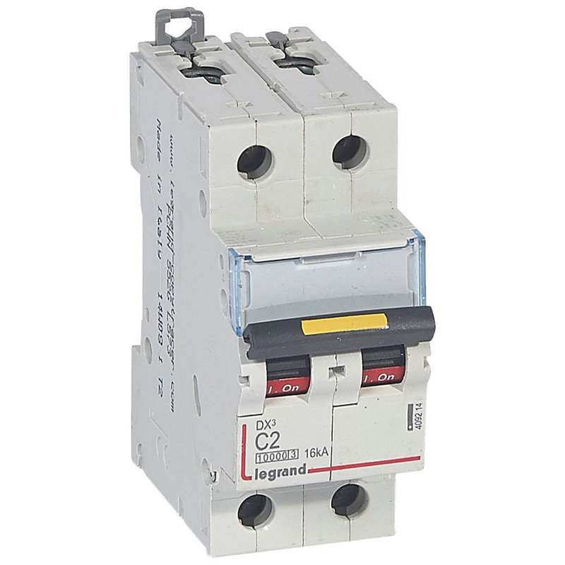 Legrand 409214 - Disj. DX³ 1000kA 16kA arrivée haute/départ bas à vis 2A -courbe C -2 modules