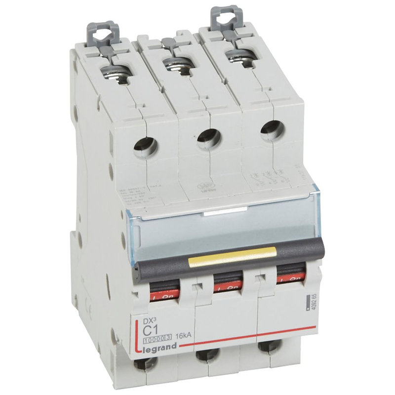 Legrand 409265 - Disjoncteur DX³10000 16kA arrivée haute/départ bas vis 3P 1A courbe C - 3 mod