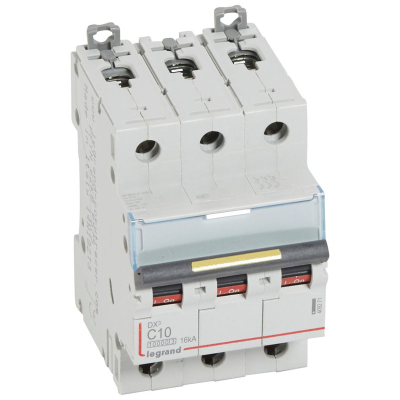 Legrand 409271 - Disj. DX³ 1000kA 16kA arrivée haute/départ bas à vis 10A -courbe C -3 modules