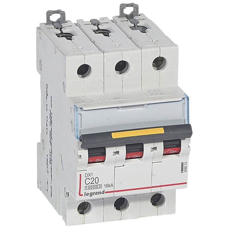 Legrand 409274 - Disj. DX³ 1000kA 16kA arrivée haute/départ bas à vis 20A -courbe C -3 modules