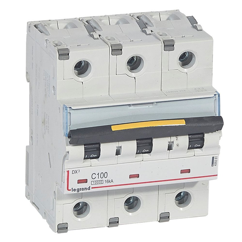 Legrand 409281 - Disjoncteur DX³10000 16kA arrivée haut/départ bas vis 4P 100A courbeC 4,5modules