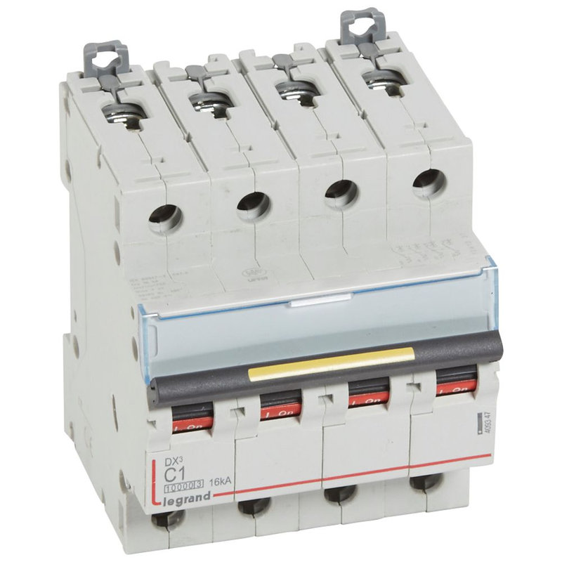 Legrand 409347 - Disjoncteur DX³10000 16kA arrivée haute/départ bas vis 4P 1A courbe C - 4 mod
