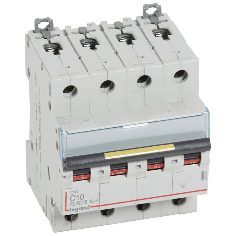 Legrand 409353 - Disj. DX³ 1000kA 16kA arrivée haute/départ bas à vis 10A -courbe C -4 modules