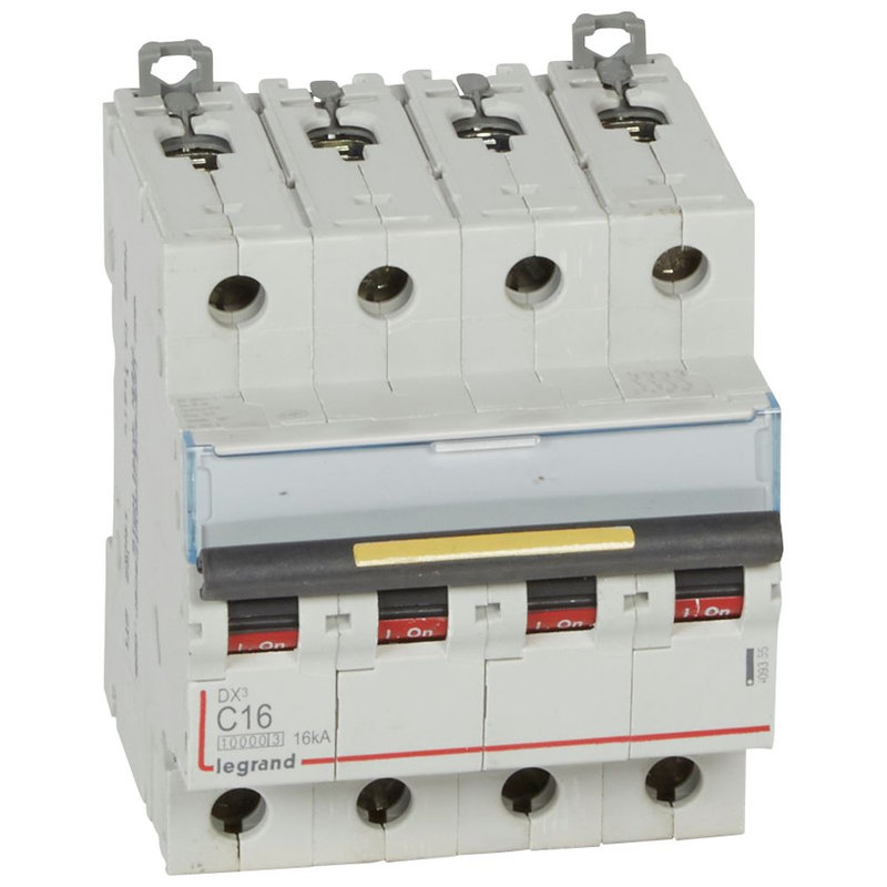 Legrand 409355 - Disjoncteur DX³10000 16kA arrivée haut/départ bas vis 4P 16A courbe C 4 modules