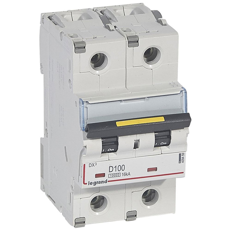 Legrand 409459 - Disjoncteur DX³ 10000 - vis/vis - 2P - 230/400V~ - 100A - 16kA - courbe D - 3M