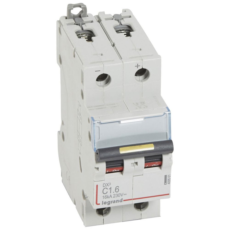 Legrand 409561 - Disjoncteur DX³ 16kA - vis/vis - courant continu - 1,6A - courbe C - 2 modules